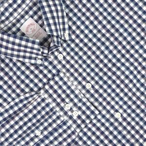 Brooks Brothers Shirt Mens XL Blue Check Regular Fit Cotton Button Down 346